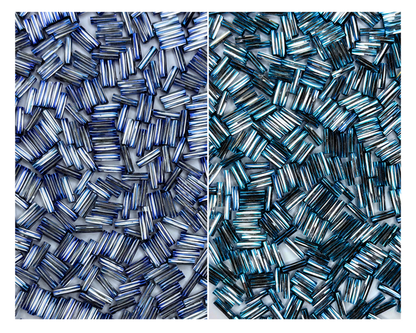 Embroidery Beads, Twisted Metallic Cylinder Shape Beads Mix 10mm, Blue+Dark Blue (400 Pieces) Making Embroidery Craft DIY Work Jewellery, Necklace, Bracelet, Single Hole Metallic Cylinder Shape Beads