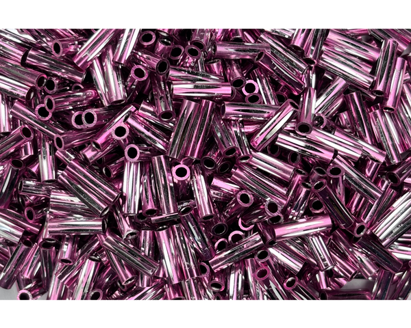 Embroidery Beads, Twisted Metallic Cylinder Shape Beads 10mm, Pink (100 Pieces) Making Embroidery Craft DIY Work Jewellery