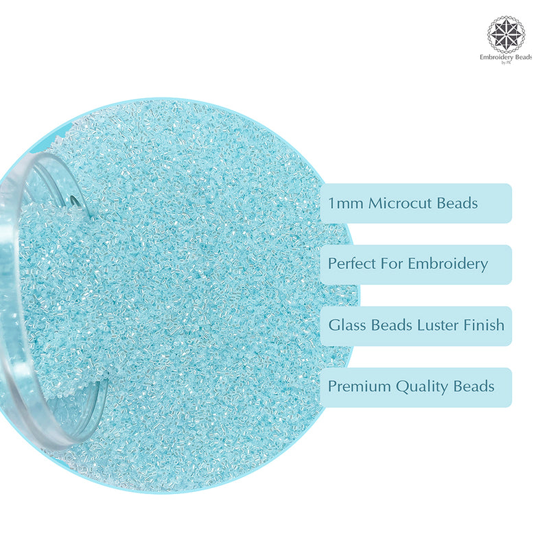 Miyuki Microcut Glass Beads Luster 1mm, Sky Blue, 100 Grams