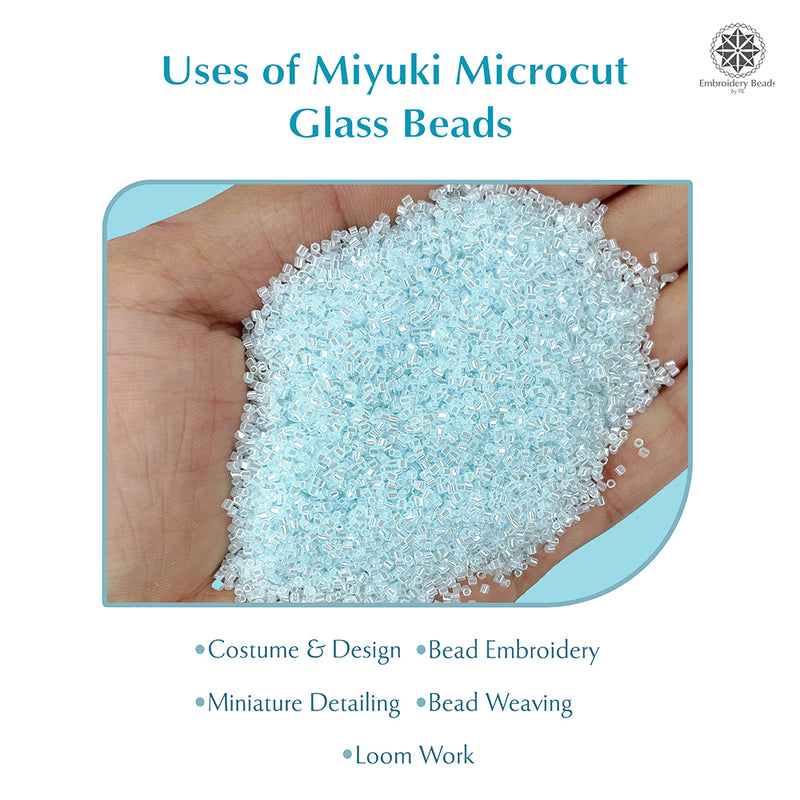 Miyuki Microcut Glass Beads Luster 1mm, Sky Blue, 100 Grams