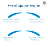 Sword Shape Flat Opaque Sequins 34x5mm, 100 Grams - Blue