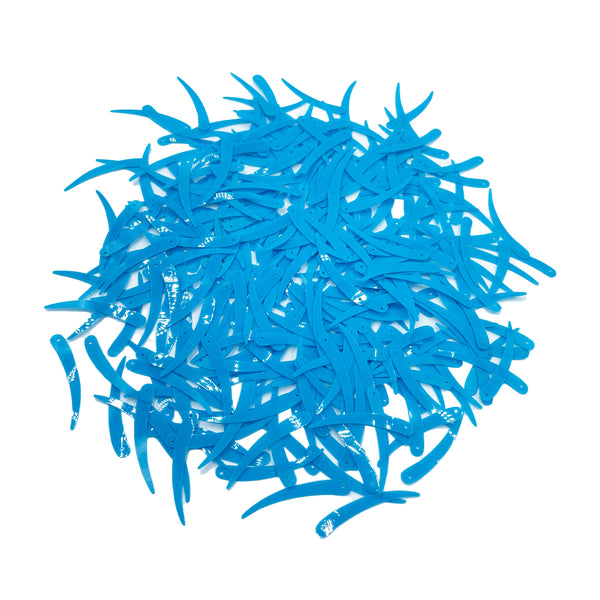 Sword Shape Flat Opaque Sequins 34x5mm, 100 Grams - Blue