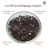 Sword Shape Flat Opaque Sequins 34x5mm, 100 Grams - Brown