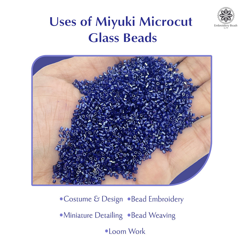 Miyuki Microcut Glass Beads Luster 1mm, Royal Blue, 100 Grams