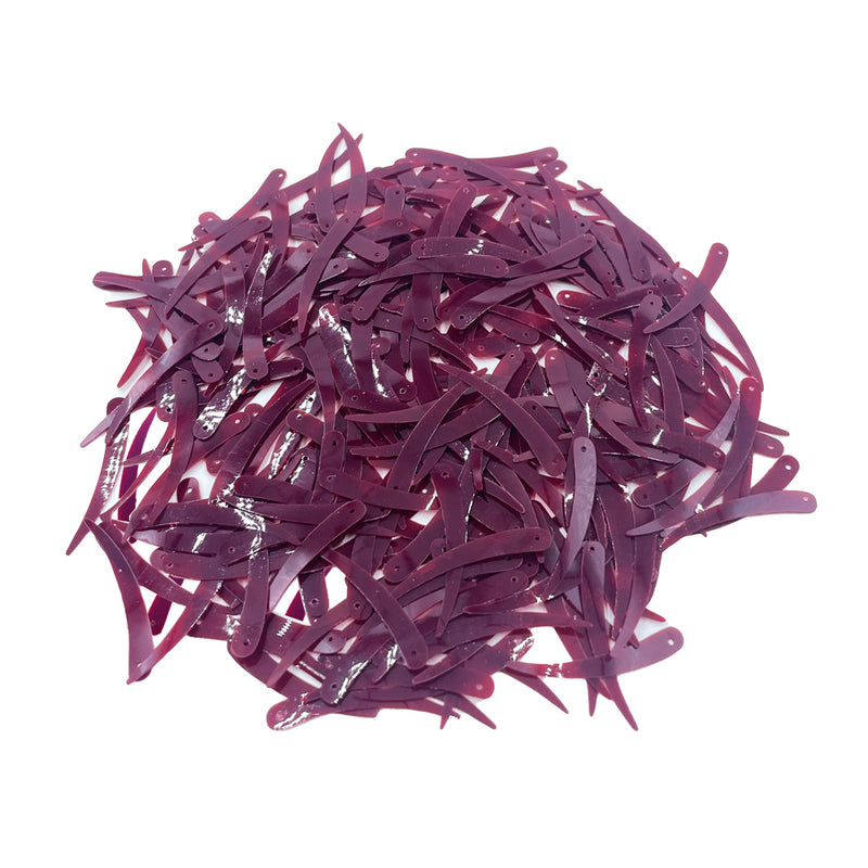 Sword Shape Flat Opaque Sequins 34x5mm, 100 Grams - Pink