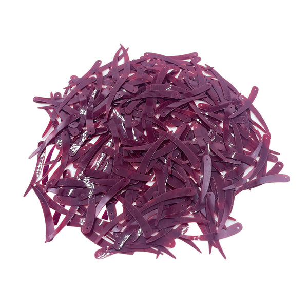 Sword Shape Flat Opaque Sequins 34x5mm, 100 Grams - Magenta
