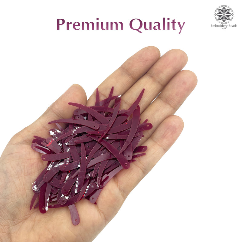 Sword Shape Flat Opaque Sequins 34x5mm, 100 Grams - Magenta
