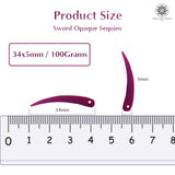 Sword Shape Flat Opaque Sequins 34x5mm, 100 Grams - Magenta