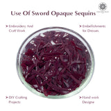 Sword Shape Flat Opaque Sequins 34x5mm, 100 Grams - Magenta