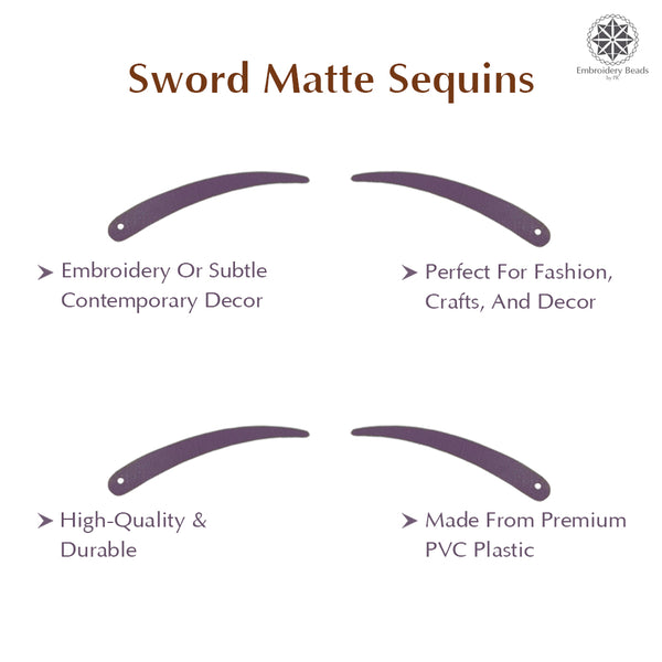 Sword Shape Flat Matte Sequins 34x5mm, 100 Grams - Dark Brown