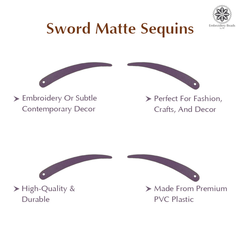 Sword Shape Flat Matte Sequins 34x5mm, 100 Grams - Dark Brown