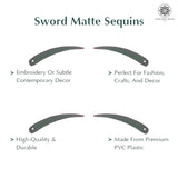 Sword Shape Flat Matte Sequins 34x5mm, 100 Grams - Olive Night