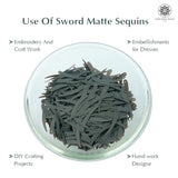 Sword Shape Flat Matte Sequins 34x5mm, 100 Grams - Olive Night