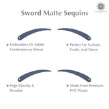 Sword Shape Flat Matte Sequins 34x5mm, 100 Grams - Plum Kitten