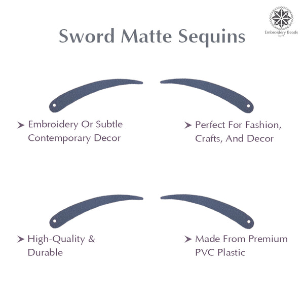 Sword Shape Flat Matte Sequins 34x5mm, 100 Grams - Plum Kitten