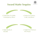 Sword Shape Flat Matte Sequins 34x5mm, 100 Grams - Shadow Lime
