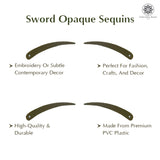 Sword Shape Flat Opaque Sequins 34x5mm, 100 Grams - Mehandi green
