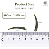 Sword Shape Flat Opaque Sequins 34x5mm, 100 Grams - Mehandi green