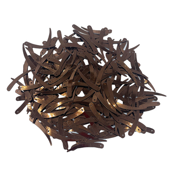 Sword Shape Flat Metallic Sequins 34x5mm, 100 Grams - Light Brown