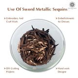 Sword Shape Flat Metallic Sequins 34x5mm, 100 Grams - Light Brown