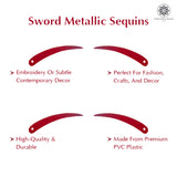 Sword Shape Flat Metallic Sequins 34x5mm, 100 Grams - Dark Red