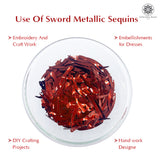 Sword Shape Flat Metallic Sequins 34x5mm, 100 Grams - Dark Red
