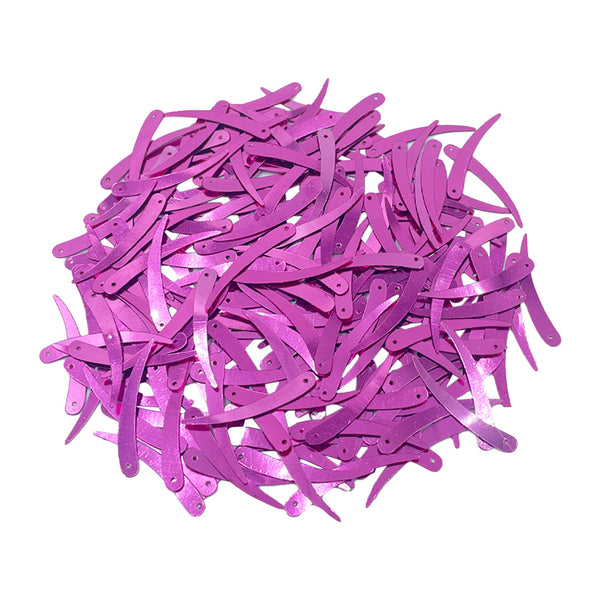 Sword Shape Flat Metallic Sequins 34x5mm, 100 Grams - Hot Pink