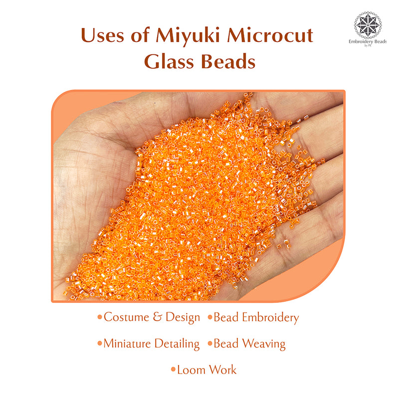 Miyuki Microcut Glass Beads Luster 1mm, Orange
