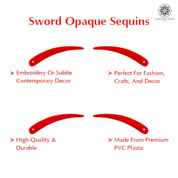 Sword Shape Flat Opaque Sequins 34x5mm, 100 Grams - Orange
