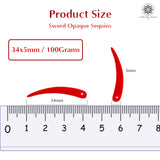 Sword Shape Flat Opaque Sequins 34x5mm, 100 Grams - Orange