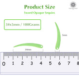 Sword Shape Flat Opaque Sequins 34x5mm, 100 Grams - Pastel Green