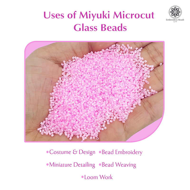 Miyuki Microcut Glass Beads Luster 1mm, Beby Pink