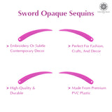 Sword Shape Flat Opaque Sequins 34x5mm, 100 Grams - Pink
