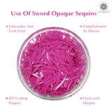 Sword Shape Flat Opaque Sequins 34x5mm, 100 Grams - Pink