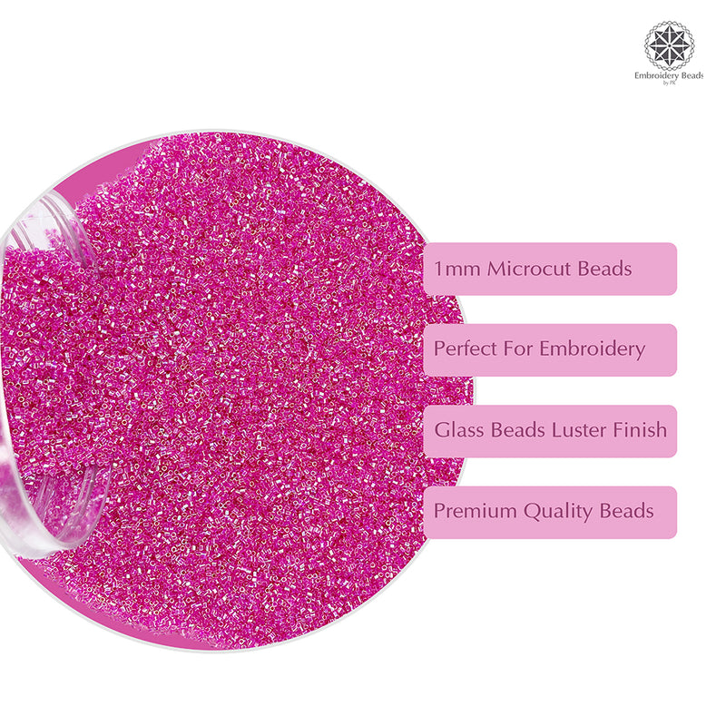 Miyuki Microcut Glass Beads Luster 1mm, Rainbow Pink, 100 Grams