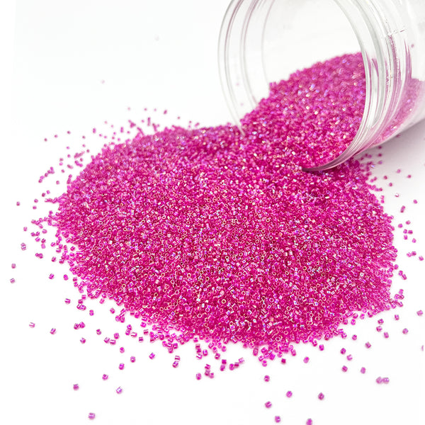Miyuki Microcut Glass Beads Luster 1mm, Rainbow Pink, 100 Grams