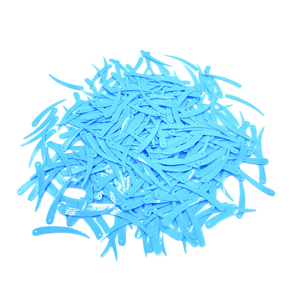 Sword Shape Flat Opaque Sequins 34x5mm, 100 Grams - Sky Blue