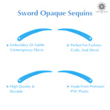 Sword Shape Flat Opaque Sequins 34x5mm, 100 Grams - Sky Blue