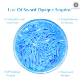 Sword Shape Flat Opaque Sequins 34x5mm, 100 Grams - Sky Blue