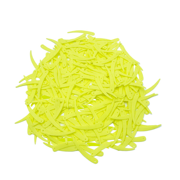 Sword Shape Flat Opaque Sequins 34x5mm, 100 Grams - Bright Yellow