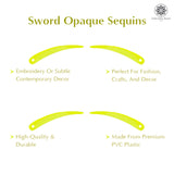 Sword Shape Flat Opaque Sequins 34x5mm, 100 Grams - Bright Yellow