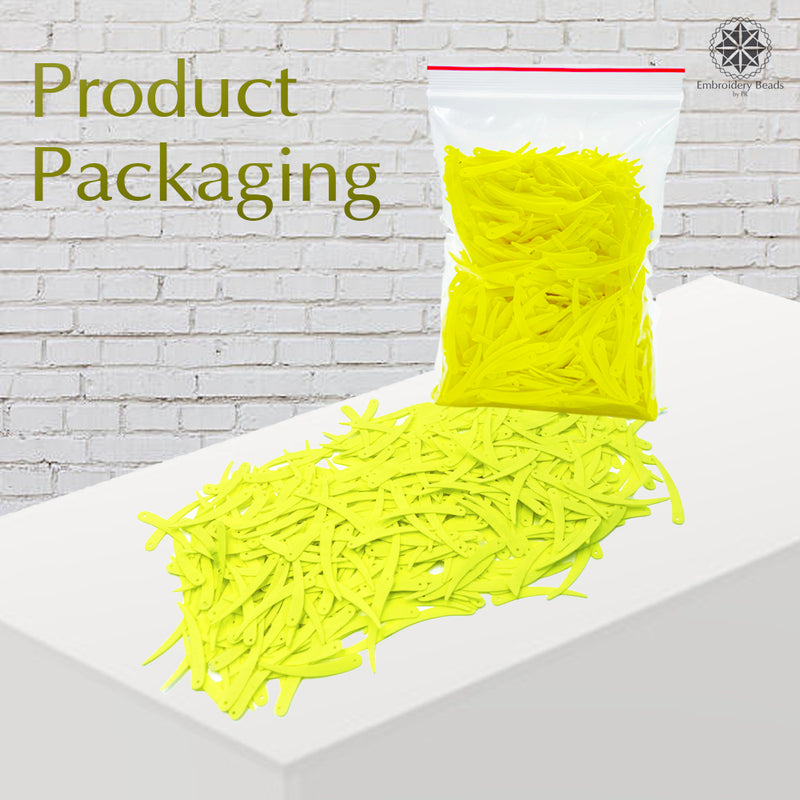 Sword Shape Flat Opaque Sequins 34x5mm, 100 Grams - Bright Yellow