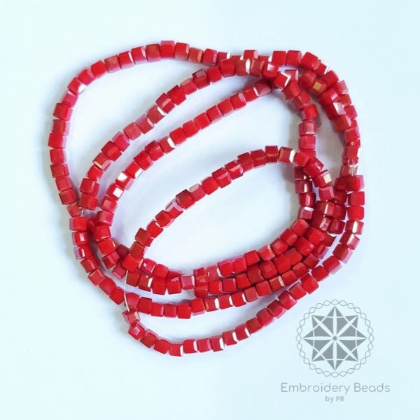 Cube Beads Red