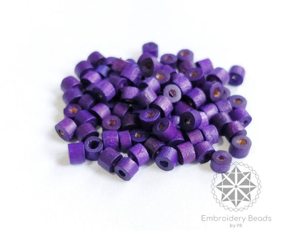 Cylindrical Beads Purple  4mm