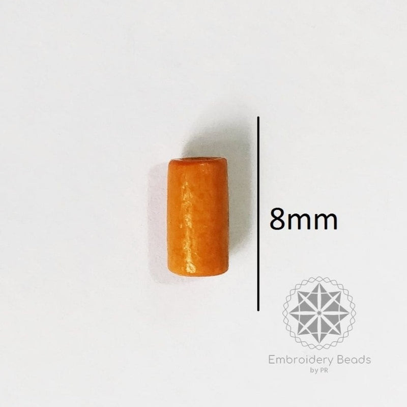 Cylindrical Beads Orange 8mm