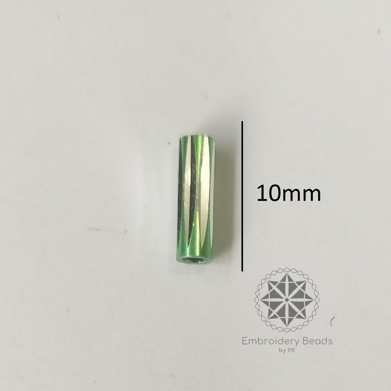 Bugle Beads Green  10mm