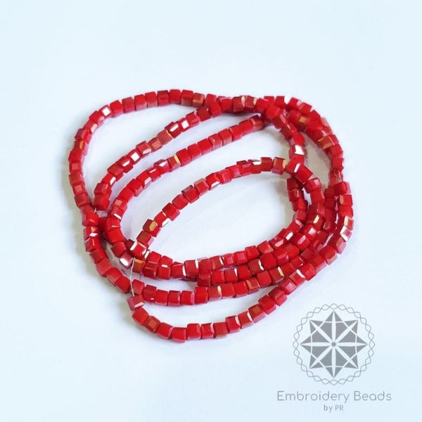 Cube Beads Red
