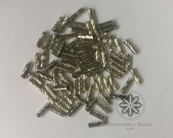 Cylinder Shape Bugle Beads Silver 10mm ( SN-214 C11 )