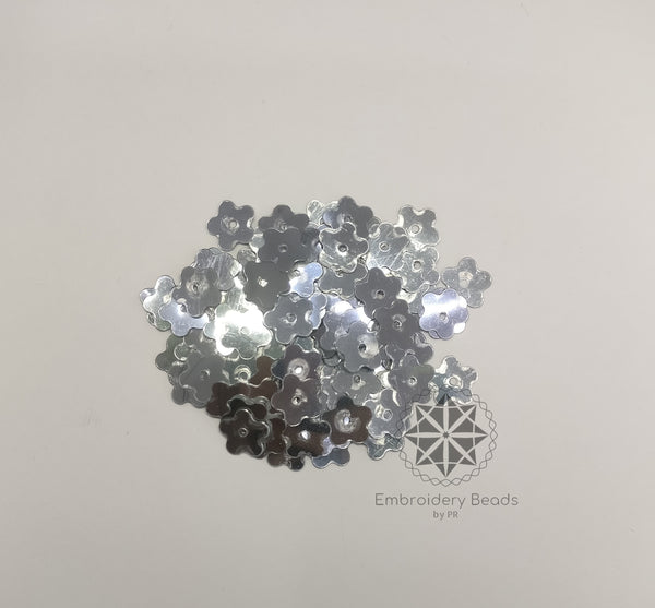 Flower Shape Sequins Silver