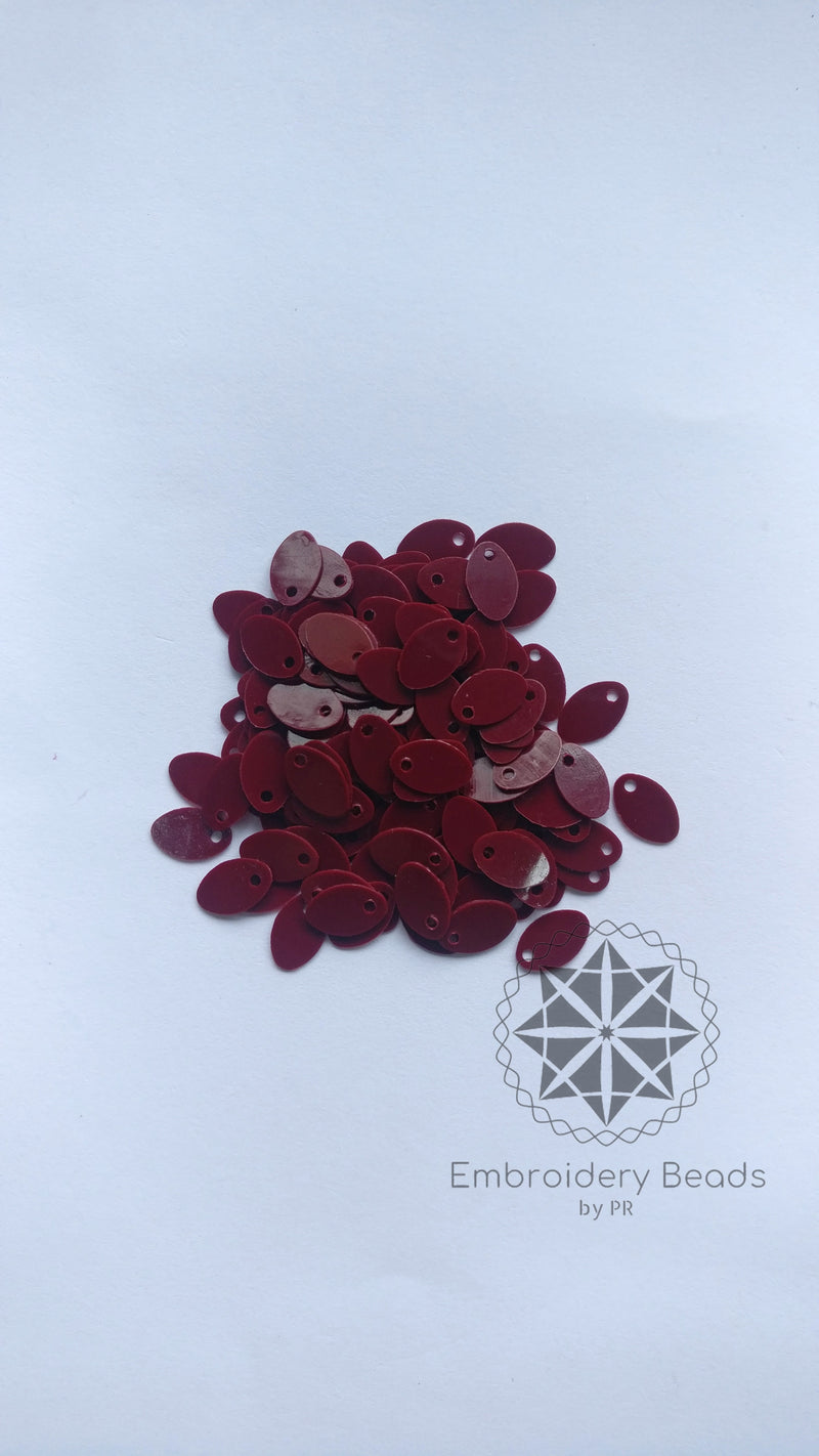 Oval Shape Sequins Maroon